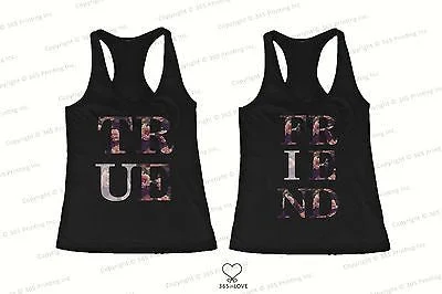 Women's Work Apparel BFF Tank Tops True Friend Floral Print Matching Shirts for Best Friends