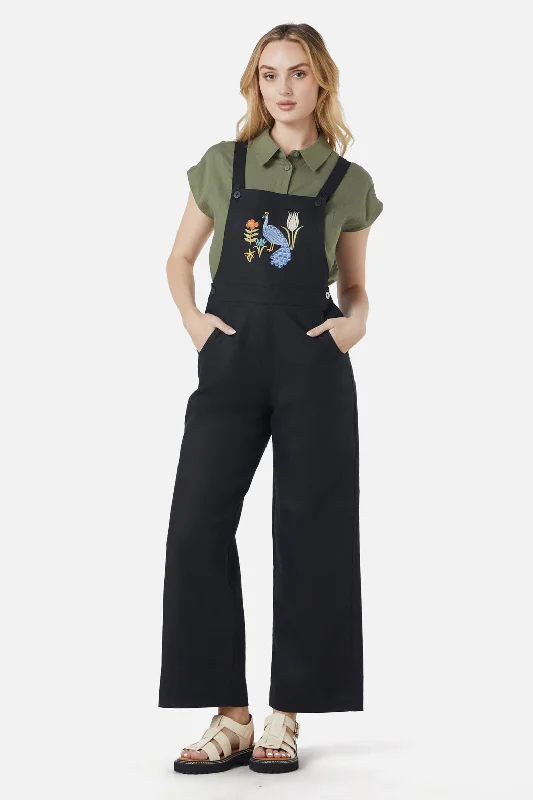 Fashion-Forward Women's Clothing Peacock Embroidered Overalls