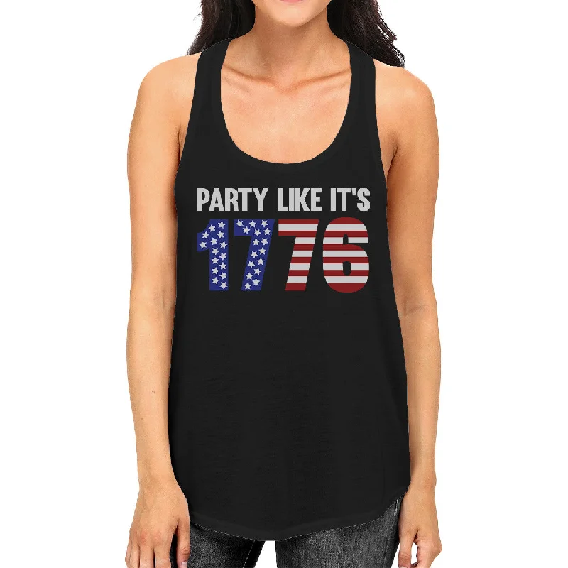 Women's Everyday Clothes Party Like It's 1776 Funny Independence Day Black Tanks For Women