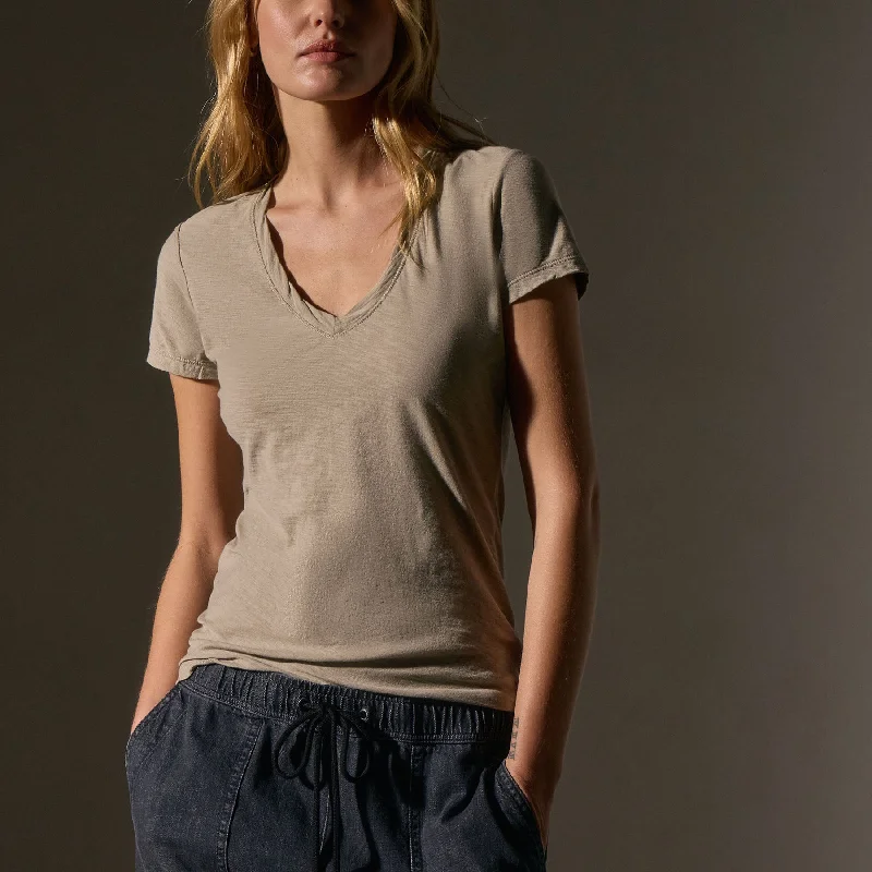 Fall Sale, Prices Drop Sheer Slub Casual V Neck - Overcast