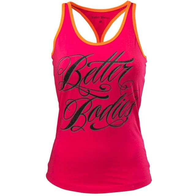 Women's Luxury Attire Better Bodies Energy T-Back - Hot Pink-Orange