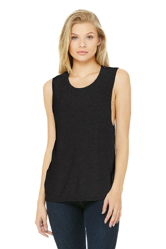 Women's Vintage-Inspired Clothing Bella + Canvas Womens Flowy Muscle Tank Top - Heather Black