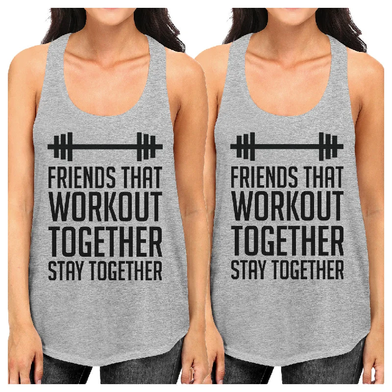 Limited Stock, Big Discounts Friends That Workout Together BFF Matching Grey Tank Tops