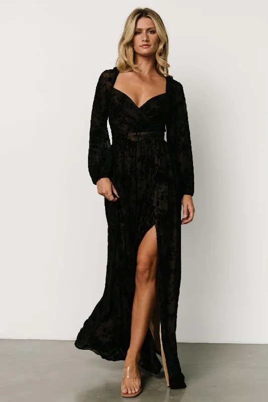 Shop The Hottest Deals Mable Velvet Maxi Dress | Black