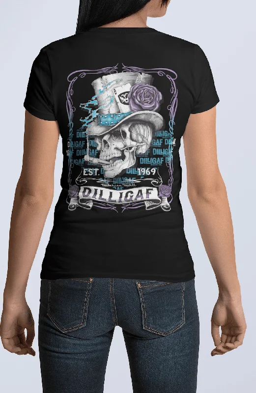 Fall Sale, Prices Drop Purple and Blue Scroll Skull V Neck