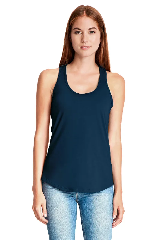 Style Without Limits Next Level Womens Gathered Tank Top - Midnight Navy Blue - Closeout