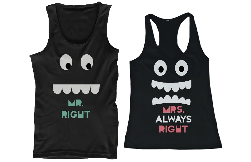 Exclusive Fashion Deals Mr. Right and Mrs. Always Right His and Her Matching Tank Tops for Couples