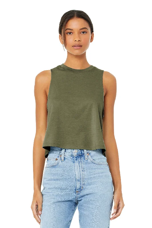 Women's Clothing For Work Bella + Canvas Womens Cropped Tank Top - Heather Olive Green