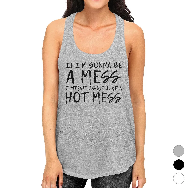 Huge Discounts This Week Hot Mess Womens Funny Graphic Tanks Gym Workout Tank Top Gift Ideas