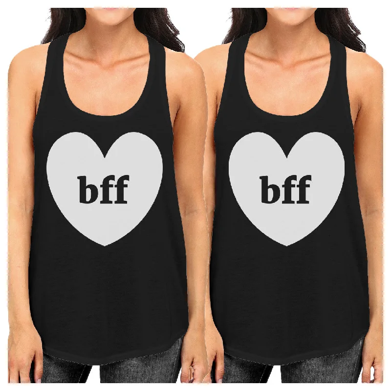 Women's Vintage Attire Bff Hearts BFF Matching Black Tank Tops