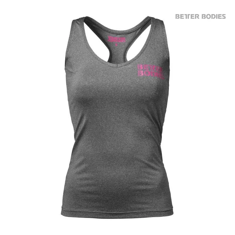 Women's Relaxed Clothes Better Bodies Fitness Logo Top - Antracite Melange-Pink