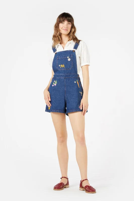 Flash Sales Market Day Embroidered Short Overall