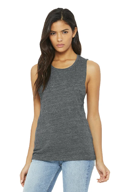 Elegant Fashion Offers Bella + Canvas Womens Flowy Muscle Tank Top - Asphalt Grey Slub - Closeout