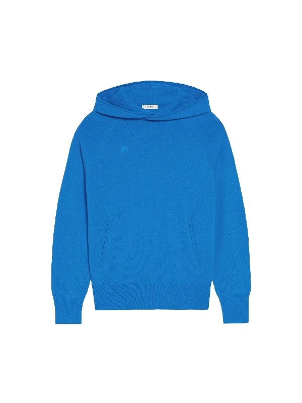 Polished Style Deals Womens Recycled Cashmere Hoodie—cerulean blue