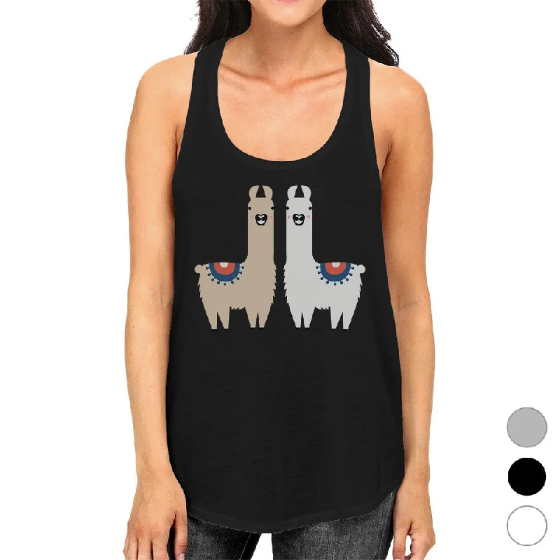 Women's Clothing For Holiday Travel Llama Pattern Womens Cute Graphic Workout Gym Tank Top Racerback