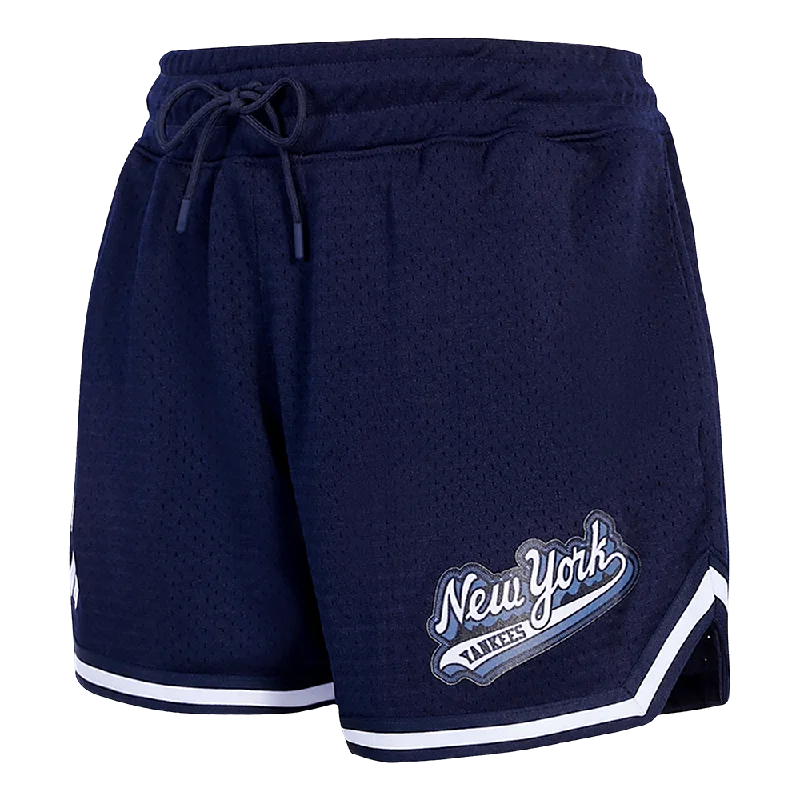 Women's Professional Attire MLB NEW YORK YANKEES SCRIPT TAIL WOMEN'S MESH TAPE SHORT (MIDNIGHT NAVY)