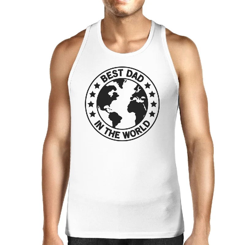 Women's Garments World Best Dad Mens White Cotton Tank Top Fathers Day Gift For Him