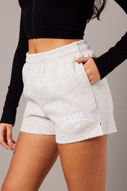 Women's Outerwear Clothing Grey Track Shorts High Rise