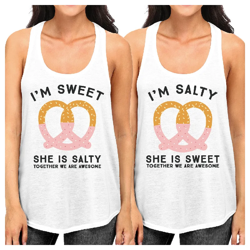 Low Price Special Sweet And Salty BFF Matching White Tank Tops