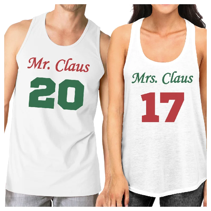 Step Ahead, Lead The Trend Mr. And Mrs. Claus Matching Couple White Tank Tops