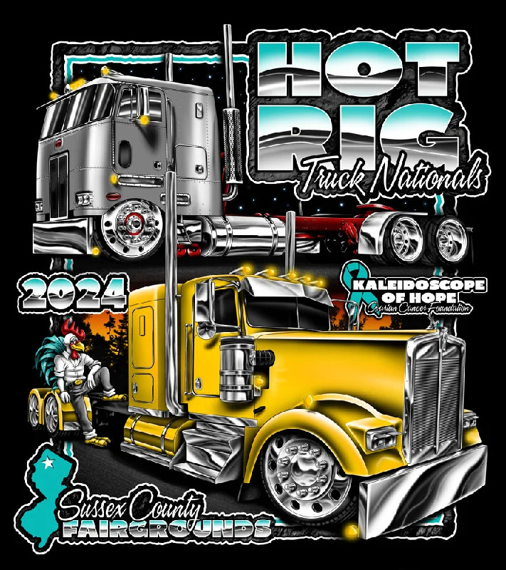 Comfortable Lounge Clothing HOTRIG TRUCK NATIONALS 2024 T-SHIRTS