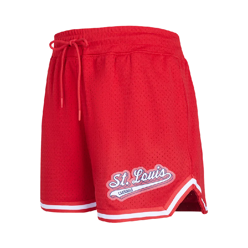 Women's Evening Attire MLB ST. LOUIS CARDINALS SCRIPT TAIL WOMEN'S MESH TAPE SHORT (RED)