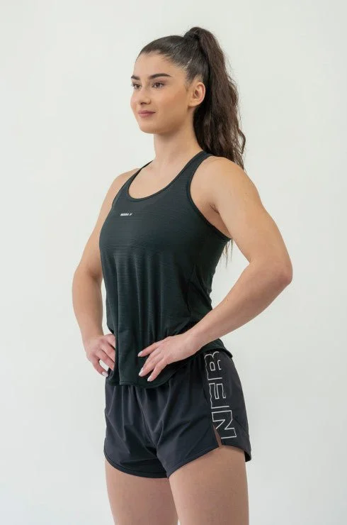 Chic And Trendy Nebbia Fit Activewear Tank Top Airy with Reflective Logo - Black