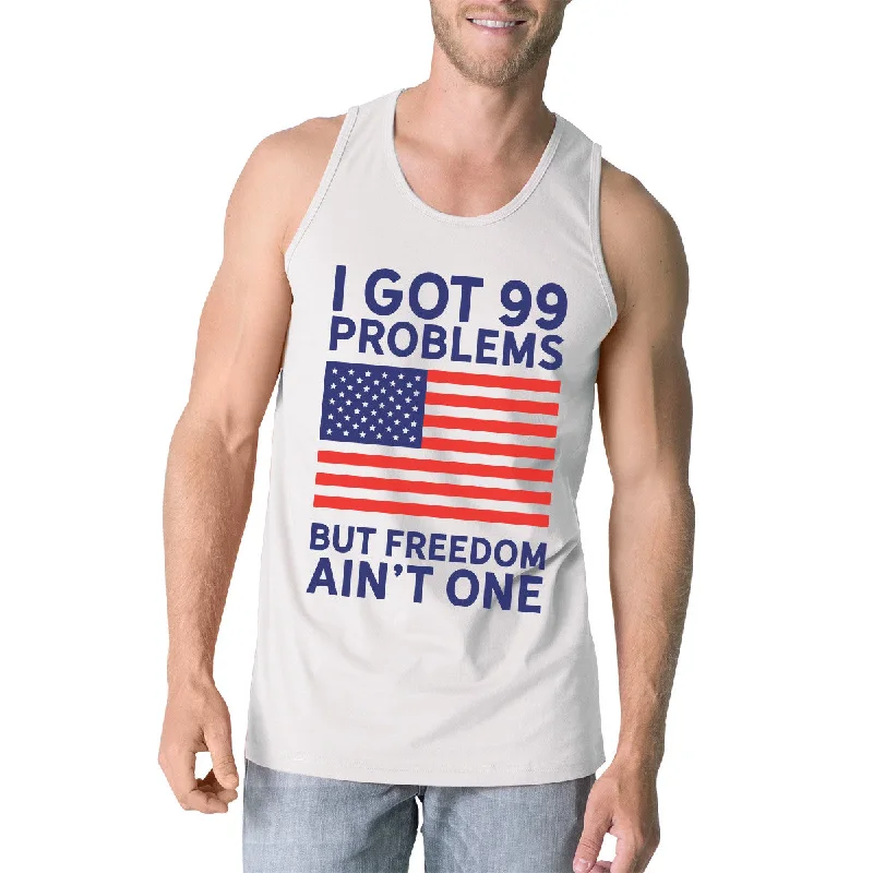 Women's Workout Clothing Freedom Ain't One Mens White Cotton Tank Top For Fourth Of July