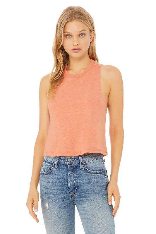 Modern Women's Outfit Bella + Canvas Womens Cropped Tank Top - Heather Sunset Orange