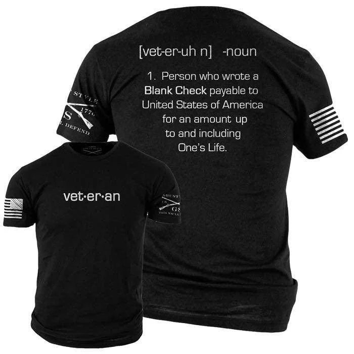 Gift Ideas Blank Check Veteran T-Shirt - Black