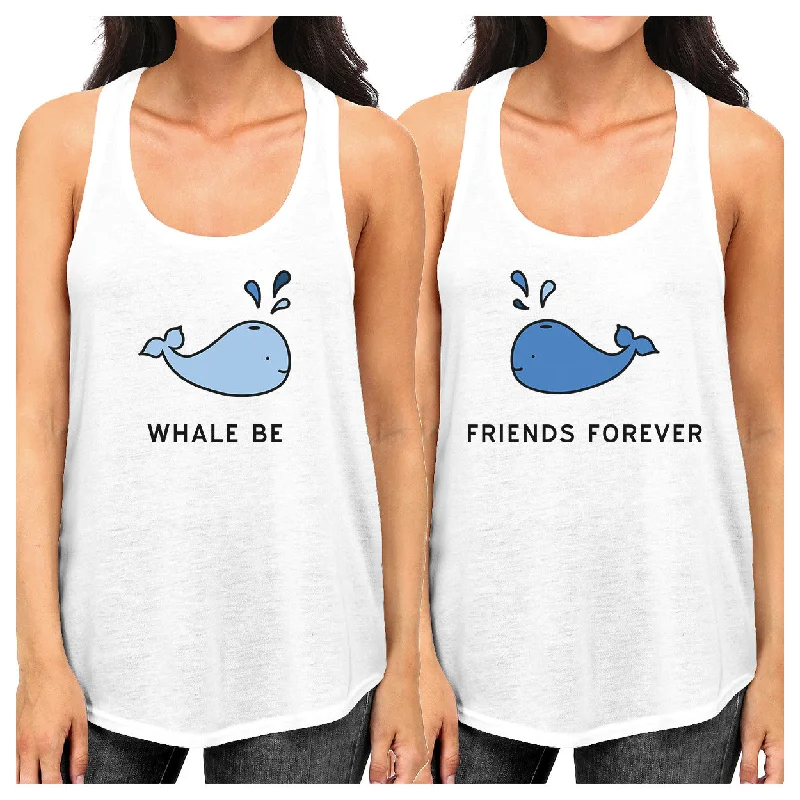 Trendy Threads Whale Be Friend Forever BFF Matching White Sleeveless Summer Shirts