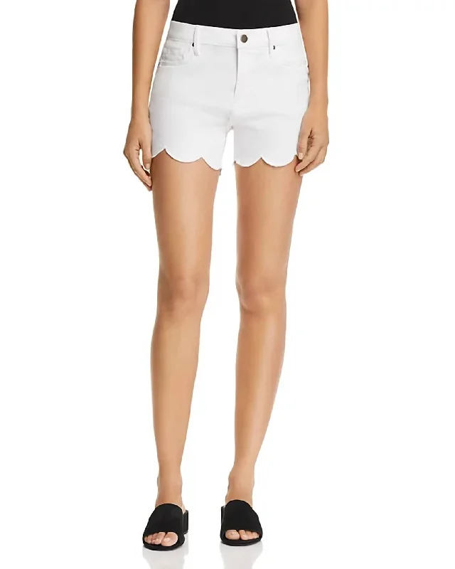 Women's High-Fashion Apparel Scalloped Hem Denim Shorts In White