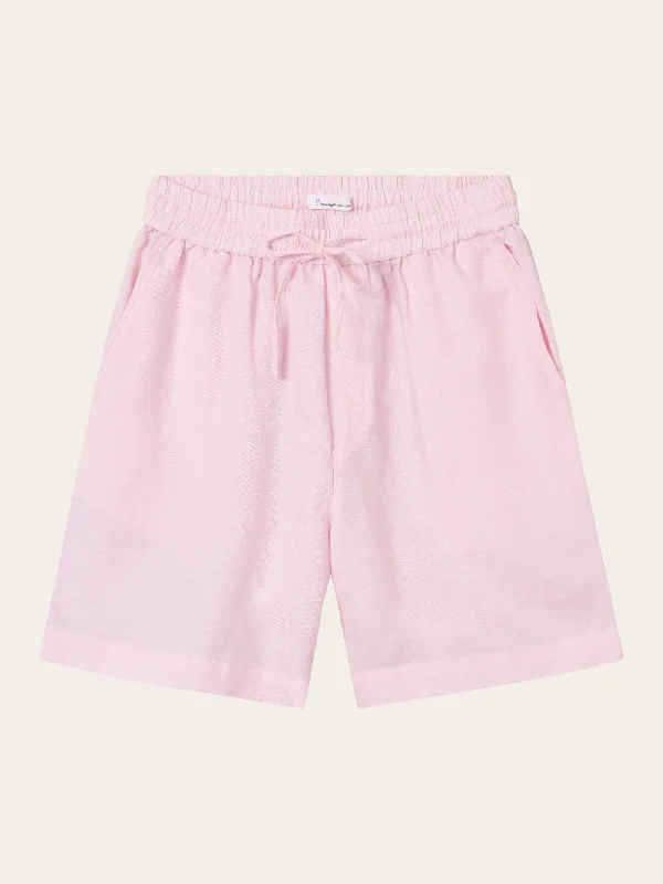 Limited Time Flash Sale Linen mix elastic waist shorts - Parfait Pink