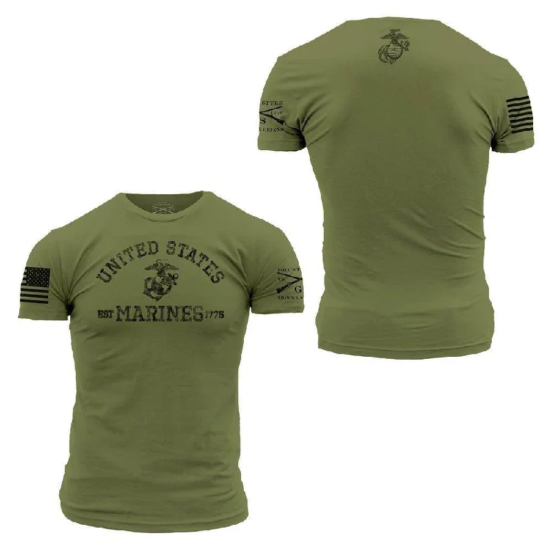 Fashionable Comfort Promotions USMC - Est. 1775 T-Shirt - Military Green