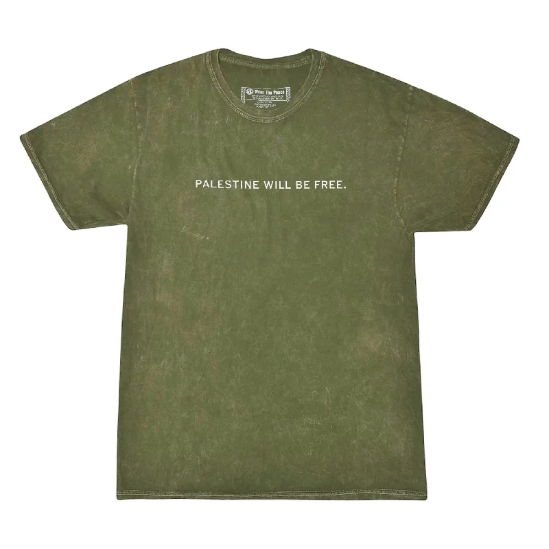 Women's Seasonal Clothes Palestine Will Be Free Olive & Gray Tee