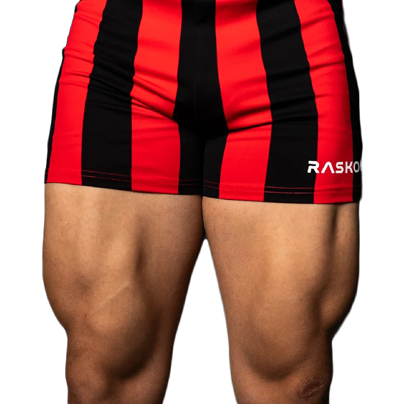 Women's Seasonal Wardrobe Clothing RASKOL Red Striped Bodybuilding Compression Shorts