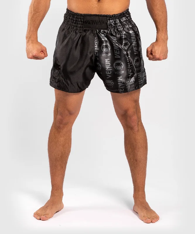 Women's Tops And Clothing Venum Logos Muay Thai Shorts - Black/Black