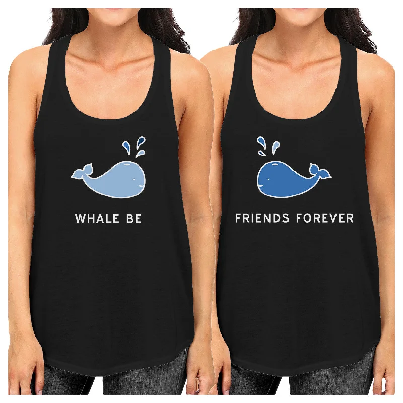 The Latest Fashion Trends Whale Be Friend Forever BFF Matching Black Cotton Summer Tank Top