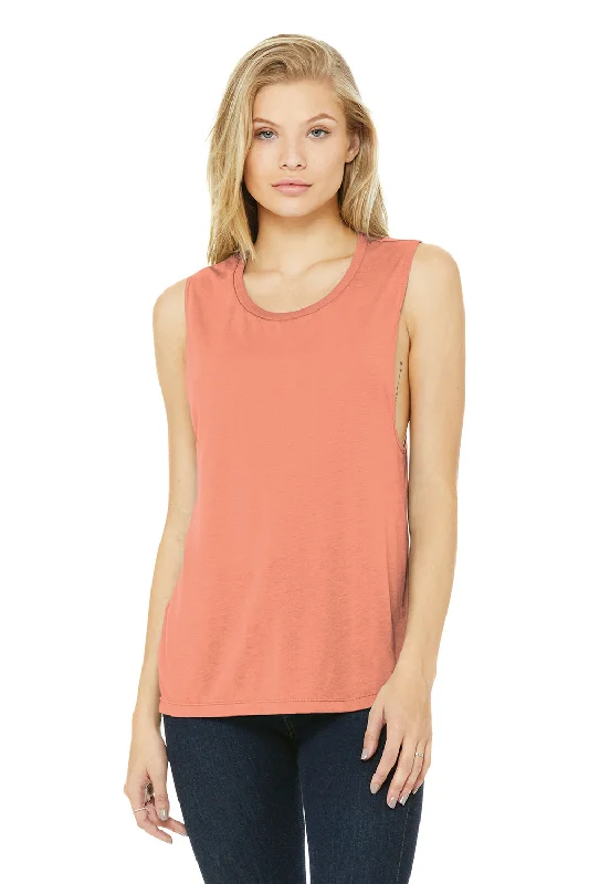 Women's Active Clothing Bella + Canvas Womens Flowy Muscle Tank Top - Sunset Orange - Closeout