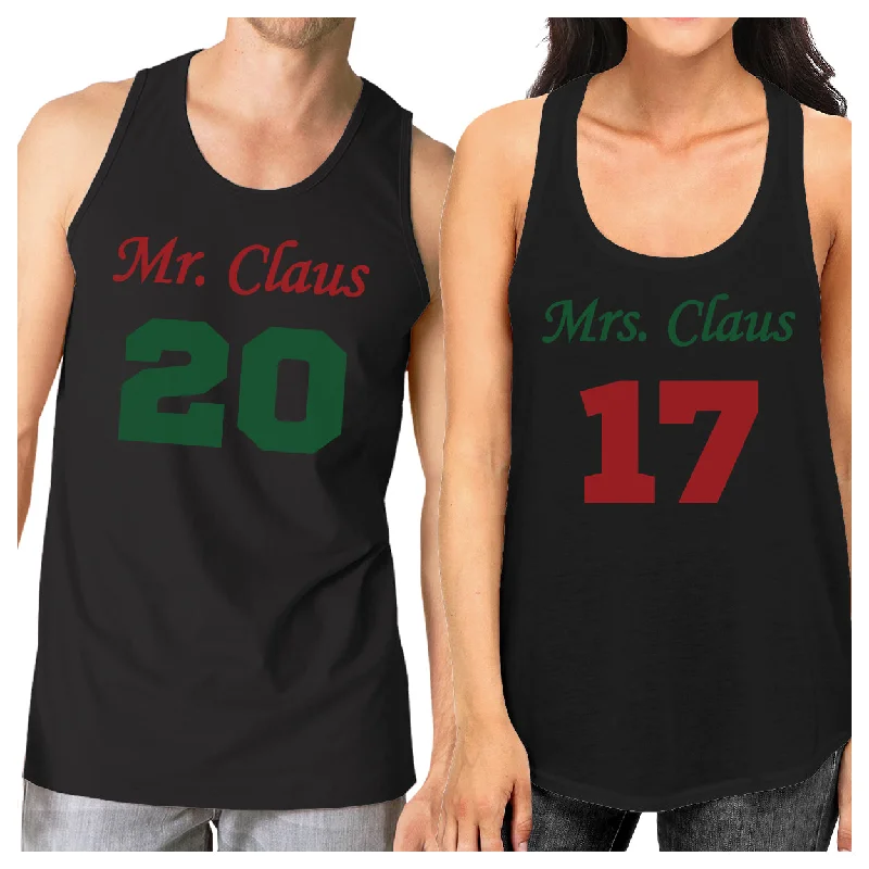 Get The Latest Trends Mr. And Mrs. Claus Matching Couple Black Tank Tops