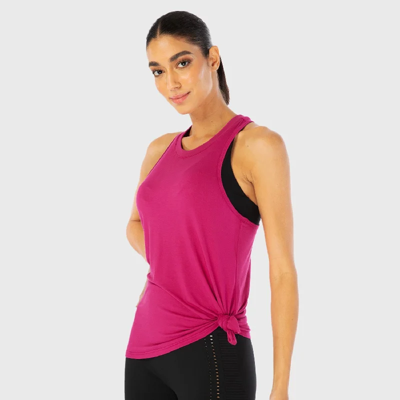 Women's Travel Outfit Set Infinity Longline Workout Tank - Festive Fuchsia