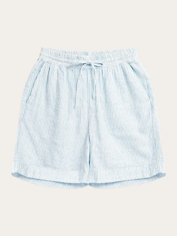 Cozy Chic Promotions POSEY wide mid-rise double faced stripe shorts - GOTS/Vegan - Blue stripe