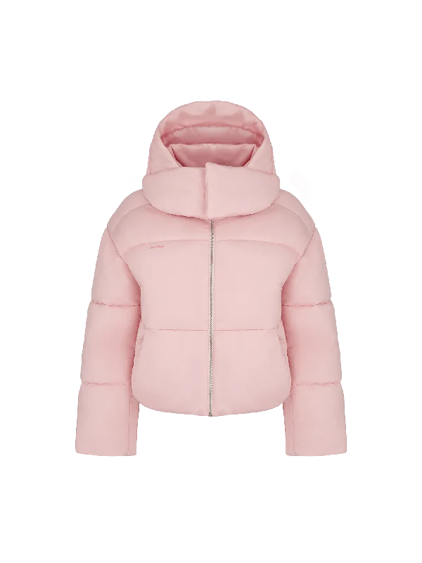 New Season Fashion Preview Sale Women’s Flower-Warmth Recycled Nylon Cropped Puffer—magnolia pink