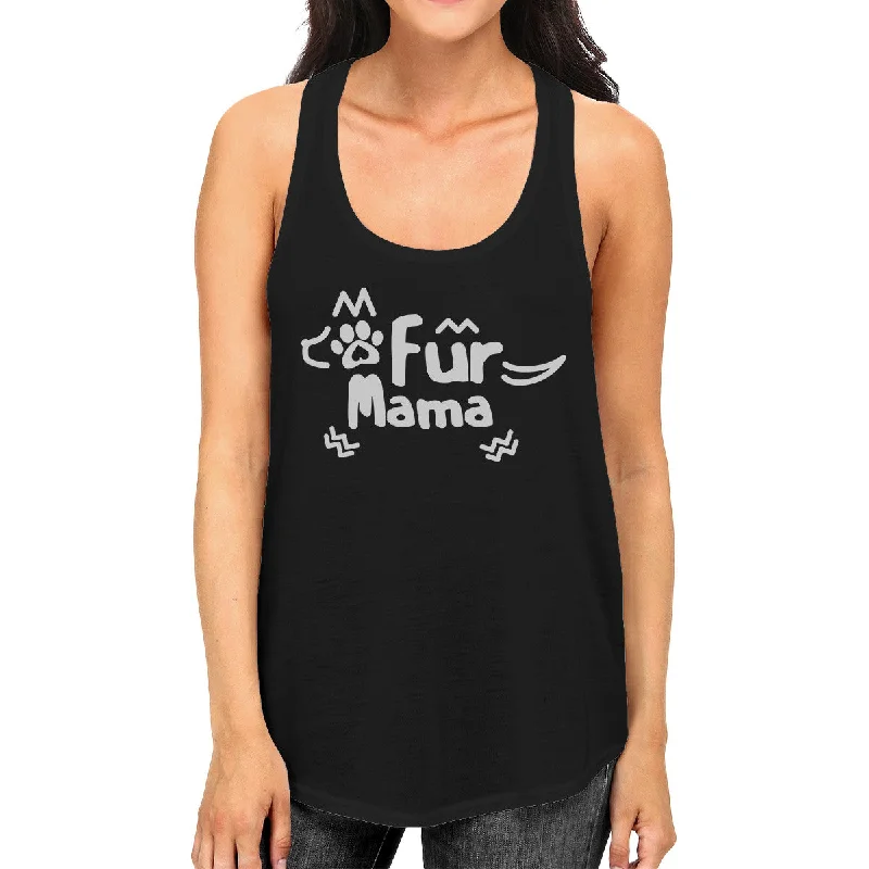 Women's Outdoor Activity Garments Fur Mama Women's Black Racerback Tanks Unique Gifts For Dog Owners