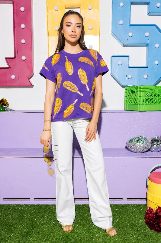 Feminine Style Promotions Purple Scattered Corn Dog Tee