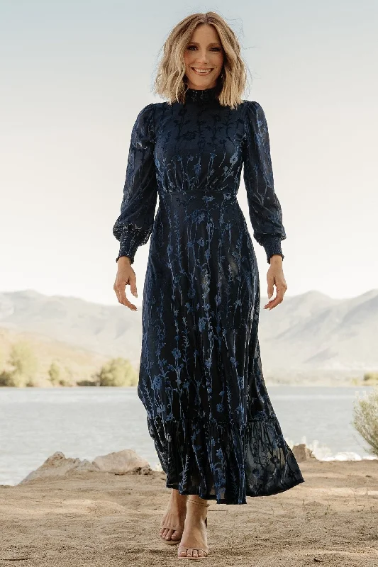 Don't Miss Out Penelope Velvet Maxi Dress | Midnight Blue