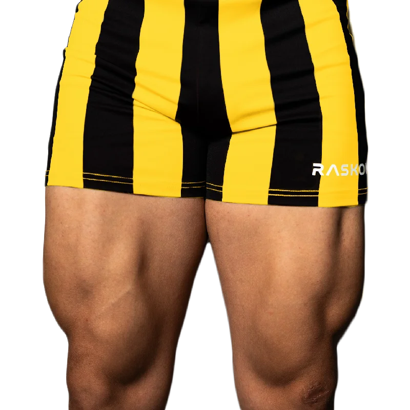 Women's Contemporary Clothing RASKOL Yellow Striped Bodybuilding Compression Shorts