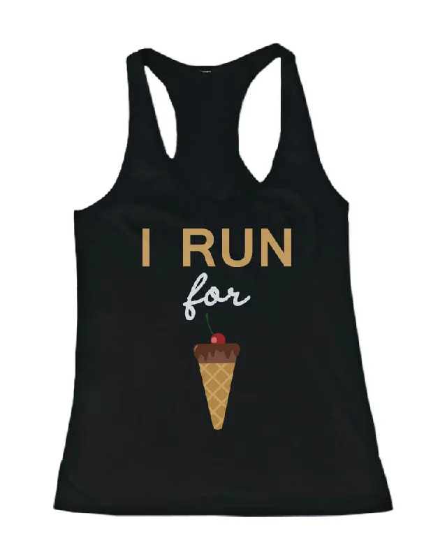 Discount Extravaganza Funny Design Tank Top - I Run For Ice Cream - Gym Clothes, Workout Tanks