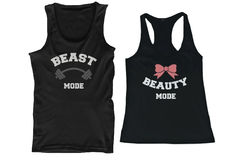 Romantic Fashion Discounts Beauty Mode and Beast Mode His and Her Matching Tank Tops for Couples