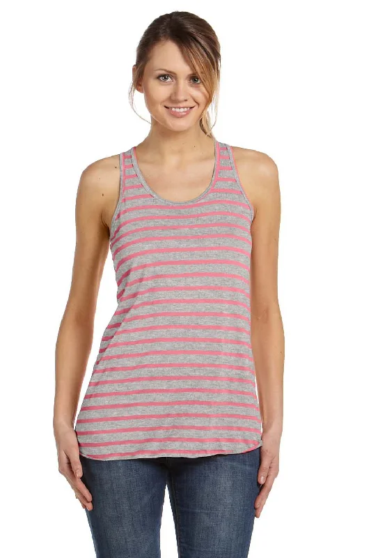 Easy Elegance Sales Bella + Canvas Womens Flowy Tank Top - Heather Grey/Neon Pink